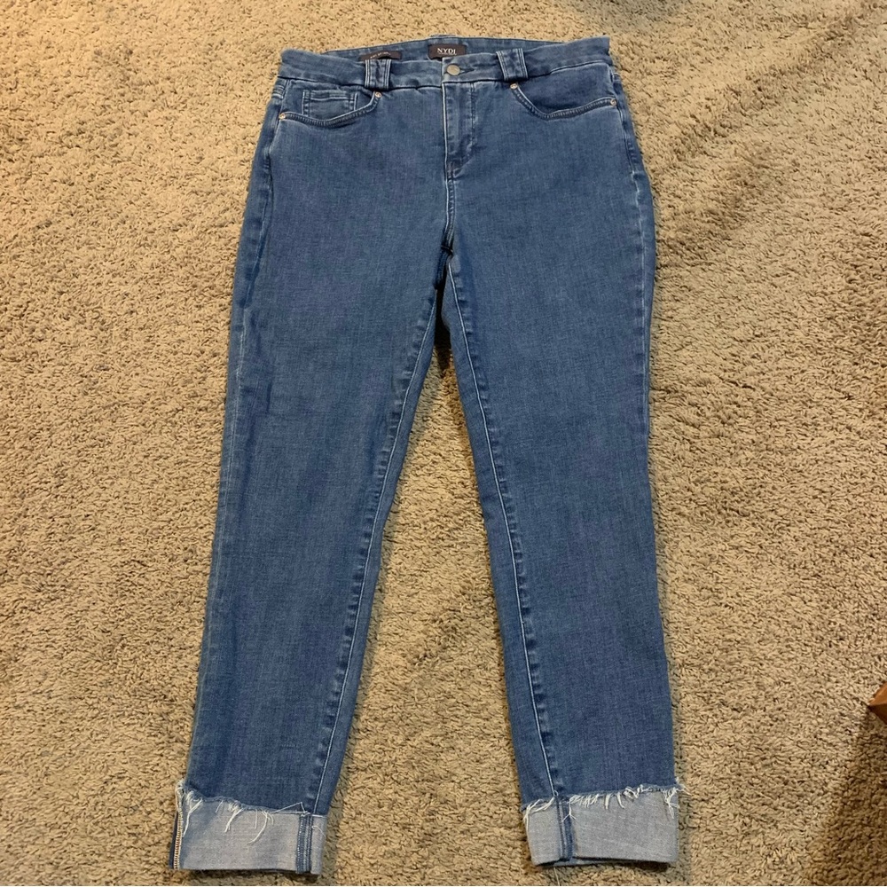 NYDJ Ami Skinny Cuffed Denim Jean Capris 10